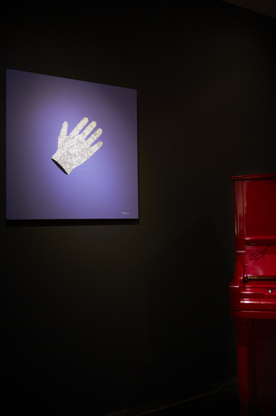 Michael's Glove, Chisato Shinya, 2012. 727 × 727 mm, Swarovski, Acrylic on Canvas. Photo: Ryoichi Kawajiri