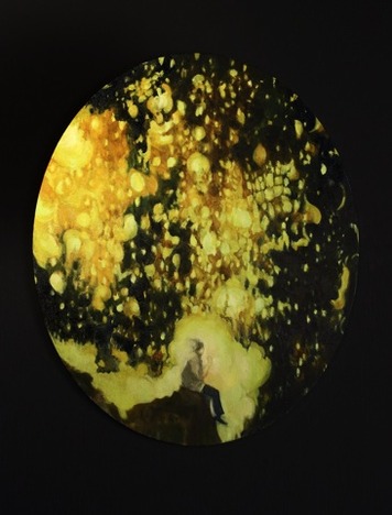 「Lemon drop」Shino Hisano, 個展「飛ぶ島の話」, ギャラリー門馬（札幌）, 2012年, 60 x 50 cm oval, キャバスに油彩 Photo: 山岸せいじ
