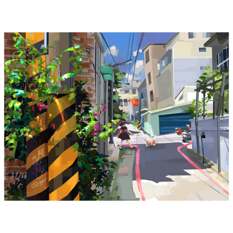 Wang Chieh, Morning Walk, 2020, 232 × 309 mm, Digital