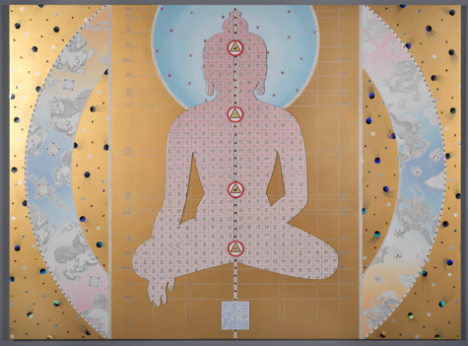 Pendulum of Autonomy (2014), Mixed media collage and dibond on aluminum honeycomb panel 60 x 80 in. (152.4 x 203.2 cm),