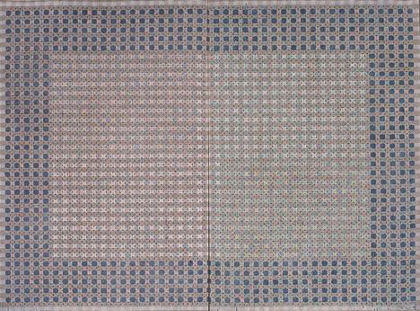 「十示1997-8」200×270cm  丙烯、成品布 1997   Appearance of crosses 1997-8 Acrylic on tartan 200x270cm