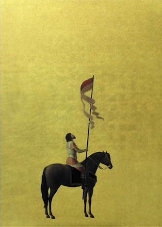「Studies into the Past」© Laurent Grasso, 2015, 2,000 x 1,300 mm, Oil on gold leaf 