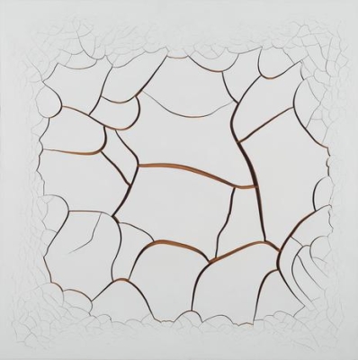 Adriana Varejão "White Mimbres II" 2015, oil and plaster on canvas, 150 x 150 x 6 cm, LM21976